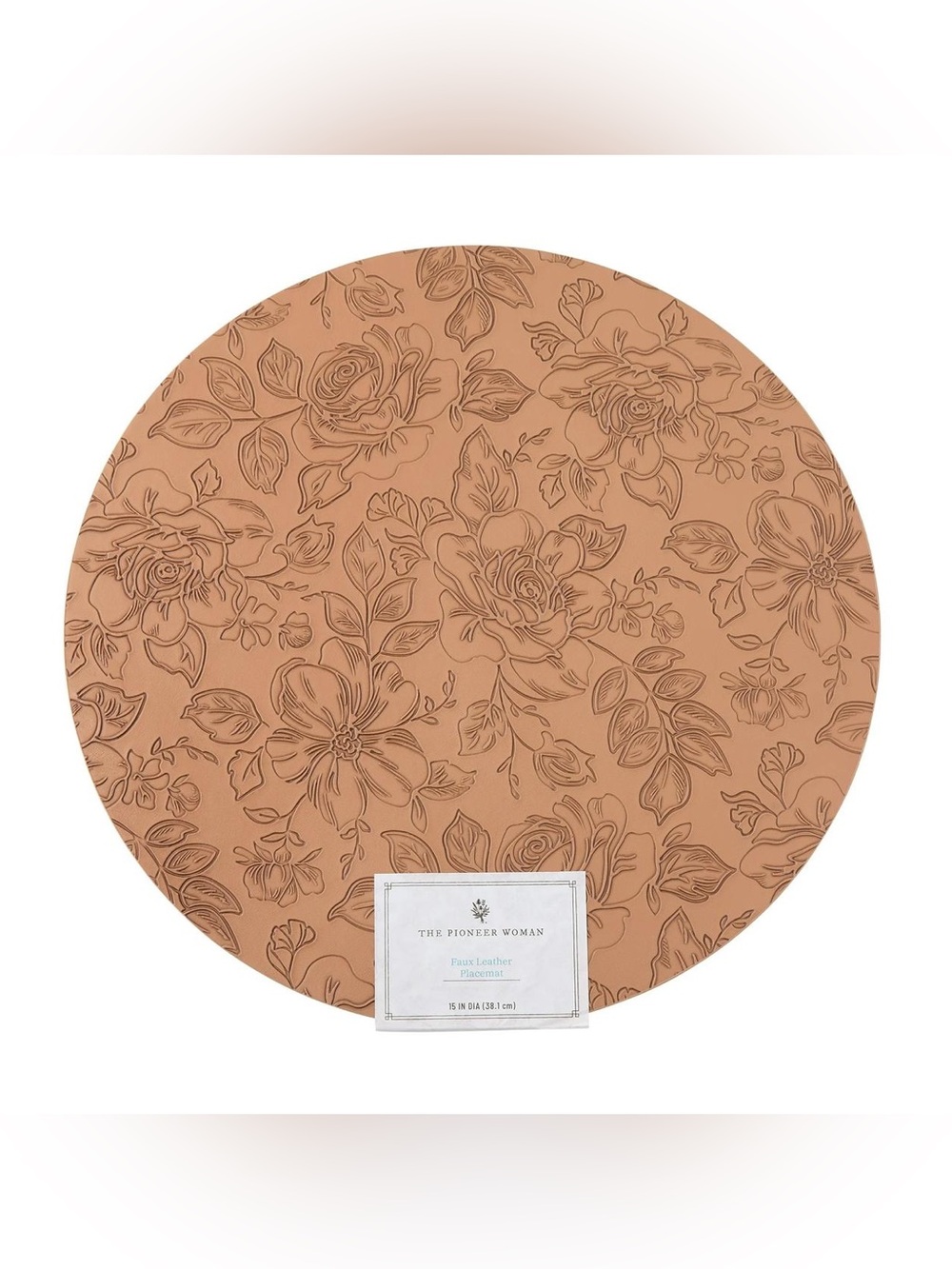 The Pioneer Woman Faux Leather Placemat, Brown, 15" Round set of 4